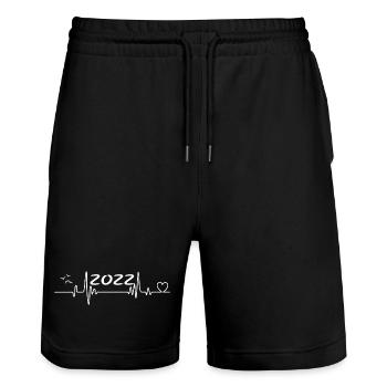 2022 Vintage Vintage Birthday 2022 Gift - Stanley/Stella Trainer Unisex Organic Jogging Shorts - black - Front - Nik (191cm) & Marisol (170cm)