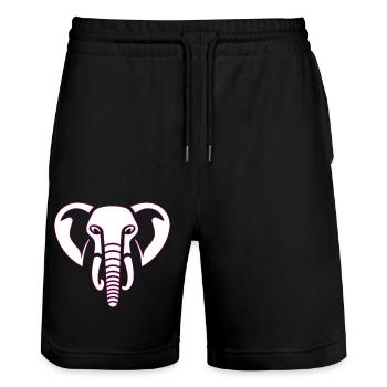 Elephant Majesty: Elefantenkopf-Print, pink - Stanley/Stella Unisex Bio Joggingshorts Trainer  - Schwarz - Vorne - Nik (191cm) & Marisol (170cm)