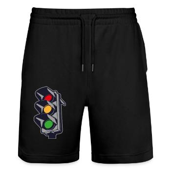 2541614 135318330 traffic lights - Stanley/Stella Trainer Unisex Organic Jogging Shorts - black - Front - Nik (191cm) & Marisol (170cm)