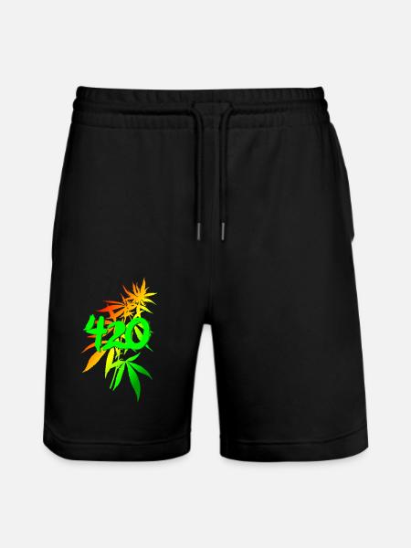420 Cannabis - Stanley/Stella Unisex Bio Joggingshorts Trainer - Schwarz