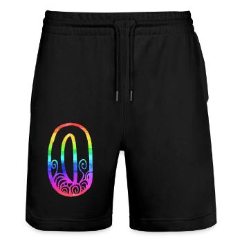 rainbow o - Stanley/Stella Trainer Unisex Organic Jogging Shorts - black - Front - Nik (191cm) & Marisol (170cm)