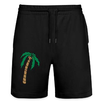 Clipart Palme Design - Stanley/Stella Trainer Unisex Organic Jogging Shorts - black - Front - Nik (191cm) & Marisol (170cm)