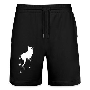 Husky steht Schattenfigur weiß - Stanley/Stella Unisex Bio Joggingshorts Trainer  - Schwarz - Vorne - Nik (191cm) & Marisol (170cm)
