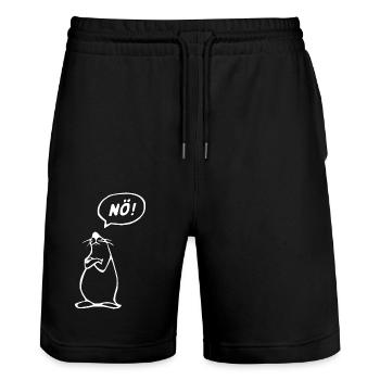 no! T-shirt - Stanley/Stella Trainer Unisex Organic Jogging Shorts - black - Front - Nik (191cm) & Marisol (170cm)