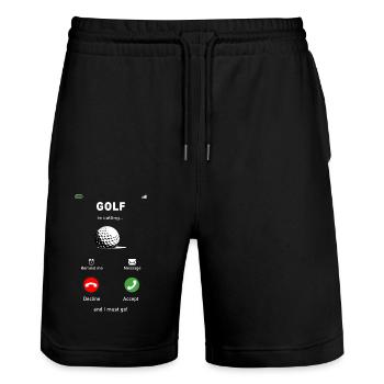 Golf is calling. Golf, Golf, Golf Ball - Stanley/Stella Trainer Unisex Organic Jogging Shorts - black - Front - Nik (191cm) & Marisol (170cm)