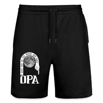 Opa I Love You To The Moon And Back - Stanley/Stella Unisex Bio Joggingshorts Trainer  - Schwarz - Vorne - Nik (191cm) & Marisol (170cm)