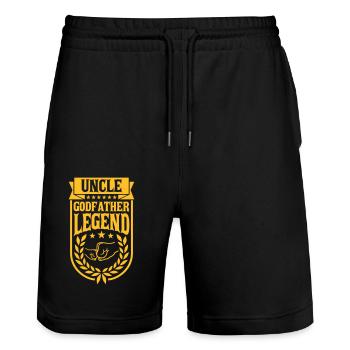 Uncle Godfather Legend Zitat - Stanley/Stella Unisex Bio Joggingshorts Trainer  - Schwarz - Vorne - Nik (191cm) & Marisol (170cm)