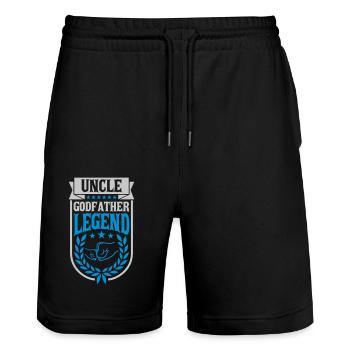 Uncle Godfather Legend Zitat - Stanley/Stella Unisex Bio Joggingshorts Trainer  - Schwarz - Vorne - Nik (191cm) & Marisol (170cm)