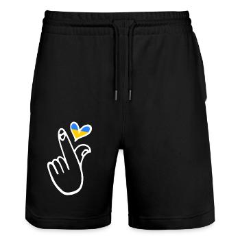 Ukraine - Stanley/Stella Unisex Bio Joggingshorts Trainer  - Schwarz - Vorne - Nik (191cm) & Marisol (170cm)