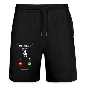 Volleyball is calling male - Stanley/Stella Trainer Unisex Organic Jogging Shorts - black - Front - Nik (191cm) & Marisol (170cm)