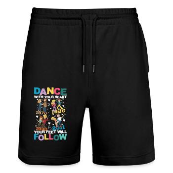 Dance With Your Heart Your Feet Will Follow - Stanley/Stella Unisex Bio Joggingshorts Trainer  - Schwarz - Vorne - Nik (191cm) & Marisol (170cm)