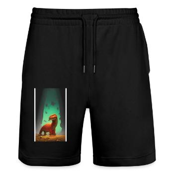 Creepy Horror Comic Alien on a strange planet land - Stanley/Stella Trainer Unisex Organic Jogging Shorts - black - Front - Nik (191cm) & Marisol (170cm)
