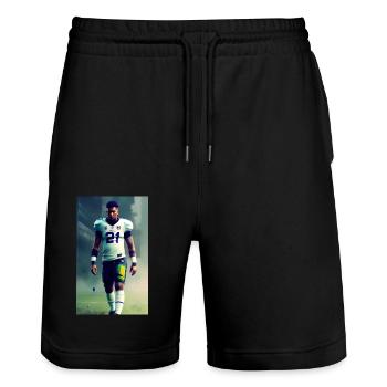 American Football Players - Stanley/Stella Trainer Unisex Organic Jogging Shorts - black - Front - Nik (191cm) & Marisol (170cm)