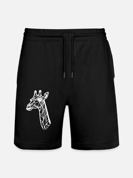 Slender Giraffe Geometric Lines Style - Stanley/Stella Trainer Unisex Organic Jogging Shorts - black