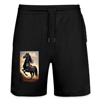 Horse | Horseback riding | Animal | Mount | Colorful - Stanley/Stella Trainer Unisex Organic Jogging Shorts - black - Front - Nik (191cm) & Marisol (170cm)