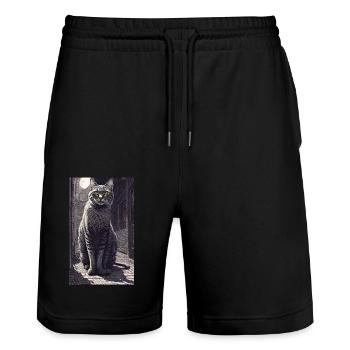 Katze | Haustier | Katzenfan | niedlich | Kätzchen - Stanley/Stella Unisex Bio Joggingshorts Trainer  - Schwarz - Vorne - Nik (191cm) & Marisol (170cm)