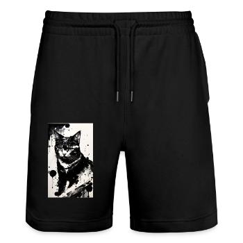 Katze | Haustier | Katzenfan | niedlich | Kätzchen - Stanley/Stella Unisex Bio Joggingshorts Trainer  - Schwarz - Vorne - Nik (191cm) & Marisol (170cm)