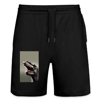 Dinosaurier | T-Rex | Tyrannosaurus - Stanley/Stella Unisex Bio Joggingshorts Trainer  - Schwarz - Vorne - Nik (191cm) & Marisol (170cm)