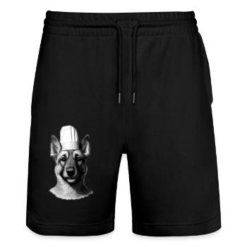 German Shepherd Restaurateur Dog Owner Cooking - Stanley/Stella Trainer Unisex Organic Jogging Shorts - black - Front - Nik (191cm) & Marisol (170cm)