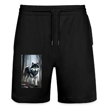 Wolf | Raubtier | Hund | Mystisch - Stanley/Stella Unisex Bio Joggingshorts Trainer  - Schwarz - Vorne - Nik (191cm) & Marisol (170cm)