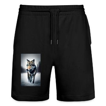 Wolf | Raubtier | Hund | Mystisch - Stanley/Stella Unisex Bio Joggingshorts Trainer  - Schwarz - Vorne - Nik (191cm) & Marisol (170cm)