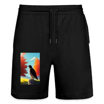 Eagle | Birds | Freedom | Animals - Stanley/Stella Trainer Unisex Organic Jogging Shorts - black - Front - Nik (191cm) & Marisol (170cm)