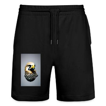 Aigle | Oiseaux | Liberté | Animaux - Short de jogging bio TRAINER Stanley/Stella unisexe - noir - Devant - Nik (191cm) & Marisol (170cm)
