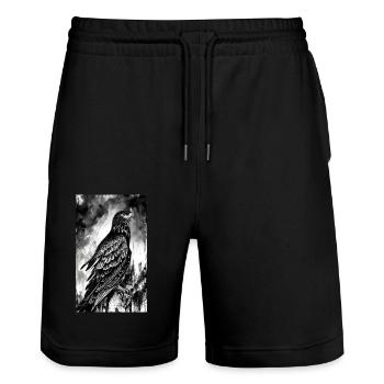 Aigle | Oiseaux | Liberté | Animaux - Short de jogging bio TRAINER Stanley/Stella unisexe - noir - Devant - Nik (191cm) & Marisol (170cm)