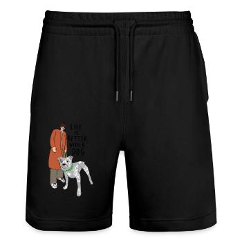 Hund - Stanley/Stella Unisex Bio Joggingshorts Trainer  - Schwarz - Vorne - Nik (191cm) & Marisol (170cm)