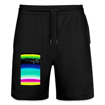 Colors | Colorful | Pattern | patterned | Gradient - Stanley/Stella Trainer Unisex Organic Jogging Shorts - black - Front - Nik (191cm) & Marisol (170cm)