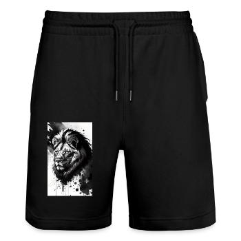 Lion | Animal | Prédateur | Rugissement | Roi | Afrique - Short de jogging bio TRAINER Stanley/Stella unisexe - noir - Devant - Nik (191cm) & Marisol (170cm)