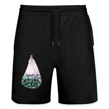 Der Sack mit Murmeln - Stanley/Stella Unisex Bio Joggingshorts Trainer  - Schwarz - Vorne - Nik (191cm) & Marisol (170cm)
