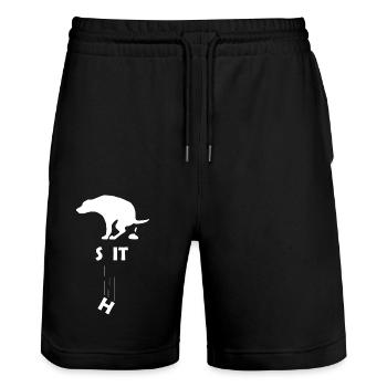 Motif de chien assis - Short de jogging bio TRAINER Stanley/Stella unisexe - noir - Devant - Nik (191cm) & Marisol (170cm)