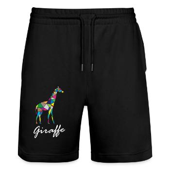 Girafe en origami - Short de jogging bio TRAINER Stanley/Stella unisexe - noir - Devant - Nik (191cm) & Marisol (170cm)