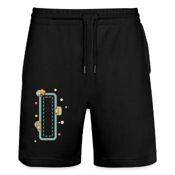 Buchstabe i Fahrzeug - personalisiertes Kindergeschenk - Stanley/Stella Unisex Bio Joggingshorts Trainer  - Schwarz - Vorne - Nik (191cm) & Marisol (170cm)