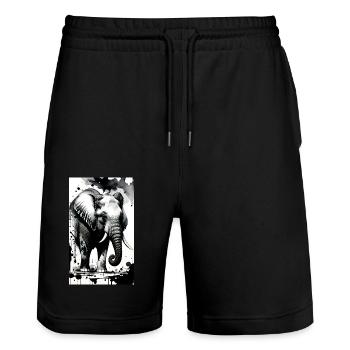 Eleganter Elefantenstolz - Stanley/Stella Unisex Bio Joggingshorts Trainer  - Schwarz - Vorne - Nik (191cm) & Marisol (170cm)
