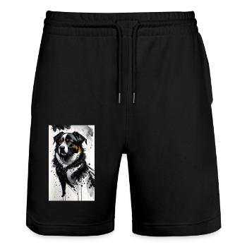 Amour de chien: élevez votre style avec gentillesse - Short de jogging bio TRAINER Stanley/Stella unisexe - noir - Devant - Nik (191cm) & Marisol (170cm)