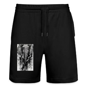 Elegant elephant majesty - Stanley/Stella Trainer Unisex Organic Jogging Shorts - black - Front - Nik (191cm) & Marisol (170cm)