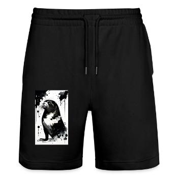 Adorable délice de phoque - Short de jogging bio TRAINER Stanley/Stella unisexe - noir - Devant - Nik (191cm) & Marisol (170cm)