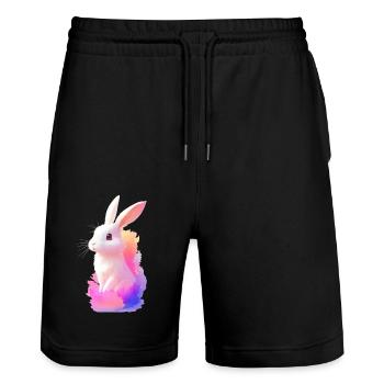 Lièvre - Short de jogging bio TRAINER Stanley/Stella unisexe - noir - Devant - Nik (191cm) & Marisol (170cm)