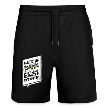 Bday Disarmament 1960s Peace Movement Bird Happy - Stanley/Stella Trainer Unisex Organic Jogging Shorts - black - Front - Nik (191cm) & Marisol (170cm)