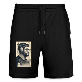 Music Man Poster - Stanley/Stella Trainer Unisex Organic Jogging Shorts - black - Front - Nik (191cm) & Marisol (170cm)