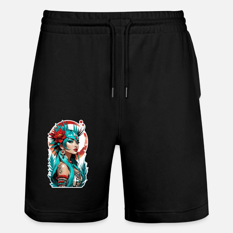 Indian Princess - Aztek - Stanley/Stella Trainer Unisex Organic Jogging Shorts - black