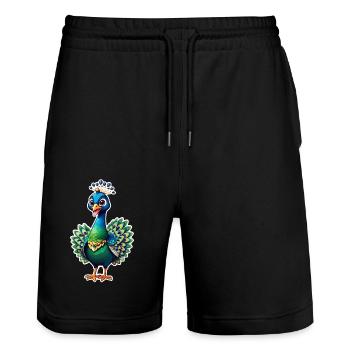Niedlicher kleiner Pfau - Stanley/Stella Unisex Bio Joggingshorts Trainer  - Schwarz - Vorne - Nik (191cm) & Marisol (170cm)