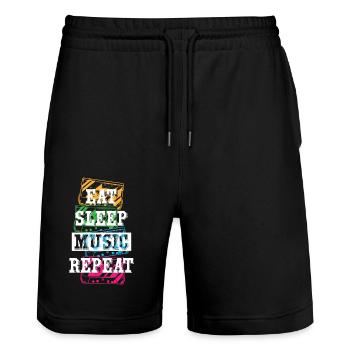 Eat Sleep Music Repeat - Stanley/Stella Trainer Unisex Organic Jogging Shorts - black - Front - Nik (191cm) & Marisol (170cm)