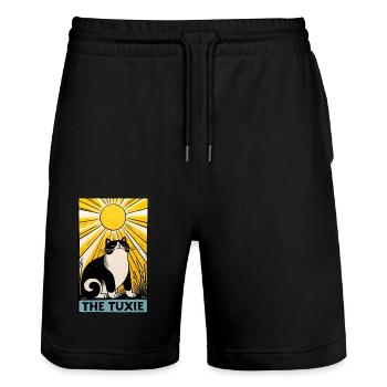 Tarot Black and White Kitty Cat - Stanley/Stella Trainer Unisex Organic Jogging Shorts - black - Front - Nik (191cm) & Marisol (170cm)