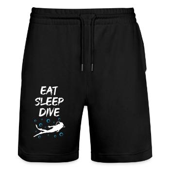 Eat Sleep Dive - Stanley/Stella Unisex Bio Joggingshorts Trainer  - Schwarz - Vorne - Nik (191cm) & Marisol (170cm)