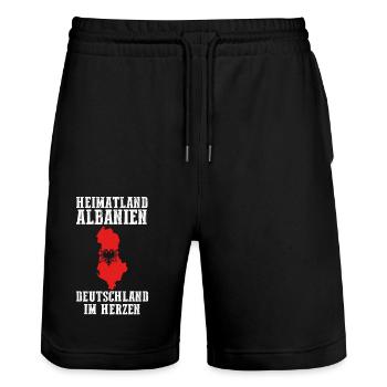 Albaner Albanisch Deutsch Albanien - Stanley/Stella Unisex Bio Joggingshorts Trainer  - Schwarz - Vorne - Nik (191cm) & Marisol (170cm)