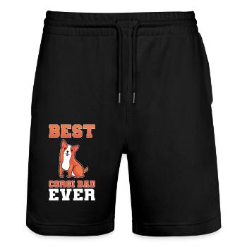 Corgi - Stanley/Stella Trainer Unisex Organic Jogging Shorts - black - Front - Nik (191cm) & Marisol (170cm)