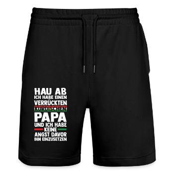 Kurdes Papa Père Kurdistan - Short de jogging bio TRAINER Stanley/Stella unisexe - noir - Devant - Nik (191cm) & Marisol (170cm)